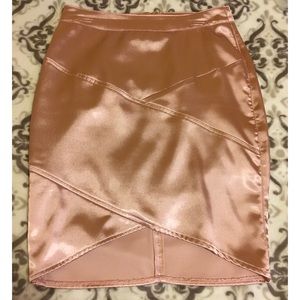 Rose Gold Satin Pencil Skirt